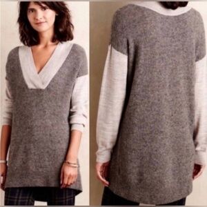 Moth Anthropologie Wool Blend Lightweight Wool Blend Sweater in Gray, Size M